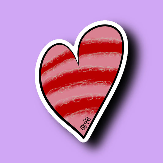 Red Striped Heart Sticker