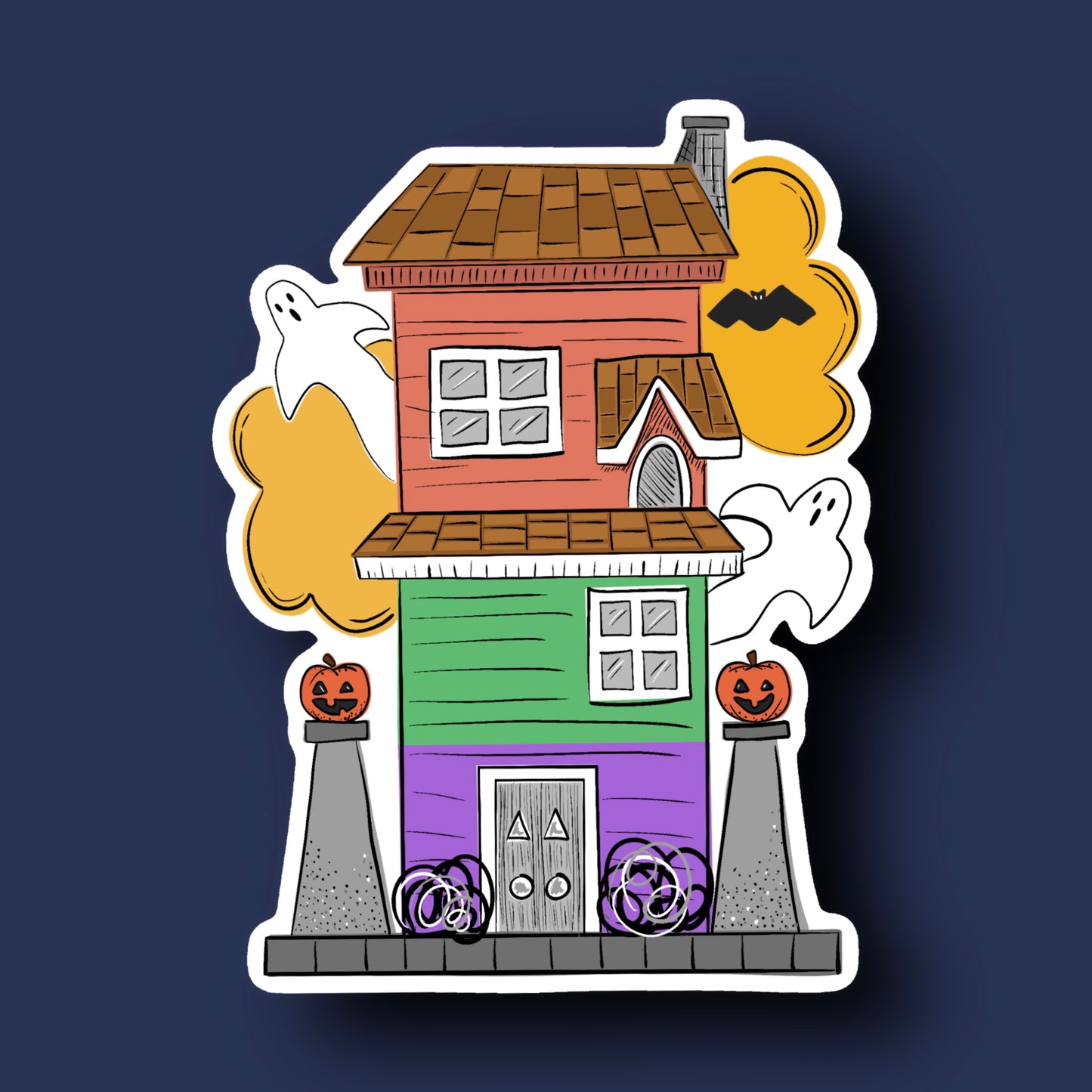 Haunted house sticker